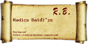 Radics Balázs névjegykártya